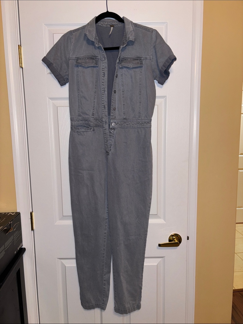 YFB - Short-Sleeve Gray Denim Jumpsuit